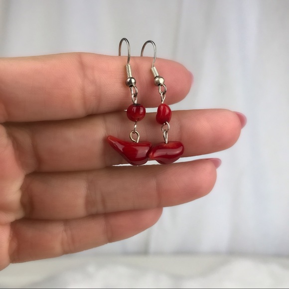 🚫SOLD🚫 NWOT Natural Red Coral Dangle Earrings - Picture 9 of 12